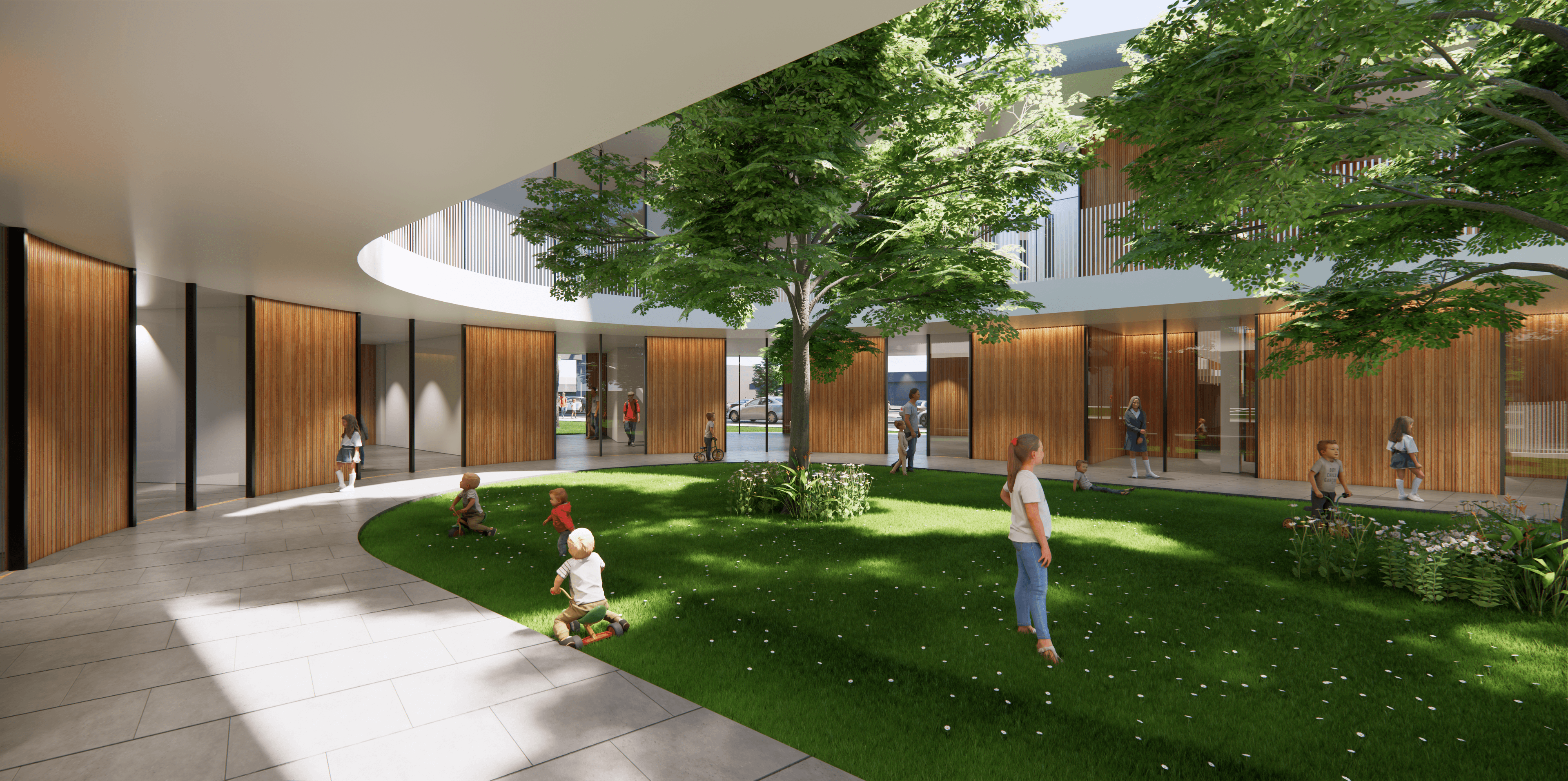 Students in a bright SGIS learning environment